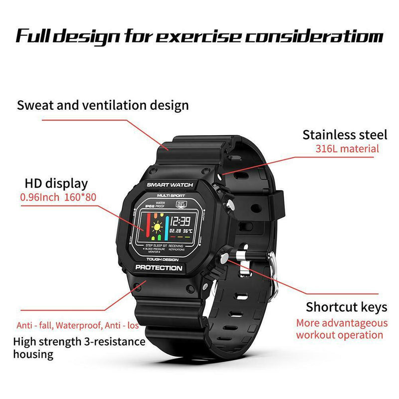 696 X12 Smart Bracelet IP68 Heart Rate Monitor Fitness Sports Watch (Black) A