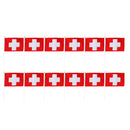 12Pcs Olympic Hand Waving Switzerland Flag Small Banners 8 x 5"+White Pole
