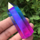 Natural Titanium Rainbow Quartz Obelisk Wand Crystal Tower Point Healing USA