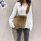 Women Plush Messenger Bag Big Capacity Fluffy Shoulder Handbags (Brown)