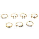 7pcs/set Rhinestone Butterfly Flower Ring Women Open Knuckle Rings Jewelry