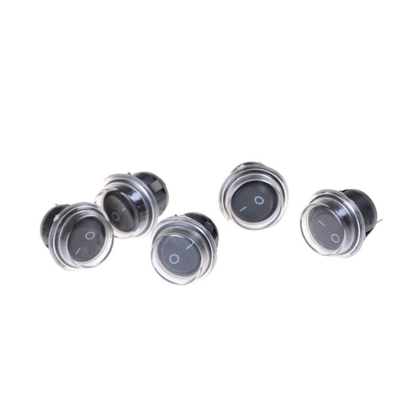 5x Car 12V Round Rocker Boat Toggle SPST ON/OFF Switch + Waterproof Cover WG Ew