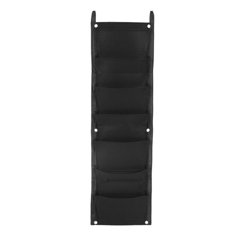 7 Pockets Hanging Fence Garden Vertical Flower Herbs Wall Planter Black 100