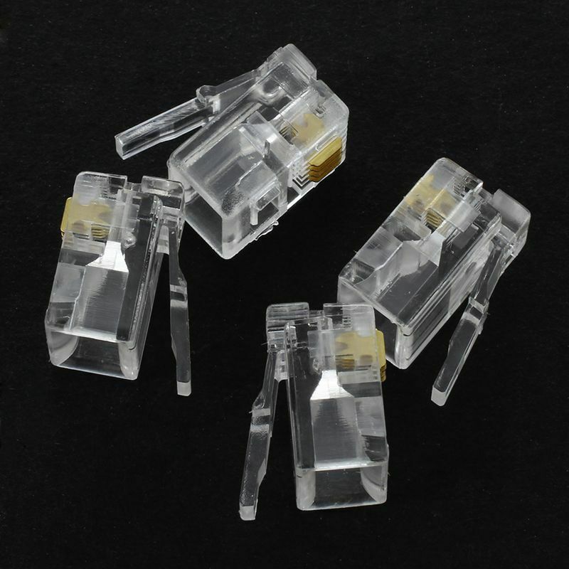 4 Pin RJ11 6P4C Connector Plug for Handset Cable 4 Pcs O4D9