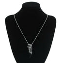 Men Choker Stainless Steel Black Crystal Wolf fang Pendant Necklace