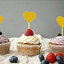 50-Piece Golden Love Heart Cake Dessert Inserted Card Cupcake Toppers Decor