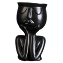 Humanoid Resion Sculpture Flower Pot Indoor Planter Bonsai Pot for Desktop Black