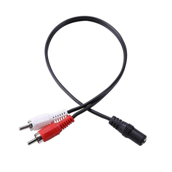 3.5mm Female Stereo to 2-RCA Male Plug Aux Audio Converter Adapter Cable #gib