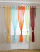 Eyelet Tulle Telylene Window Curtain Drape Sheer Blinds Valance Orange 1x2.1M