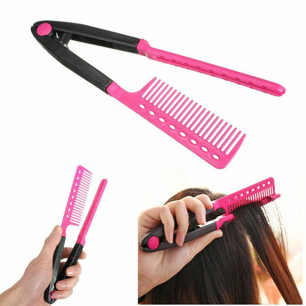 DIY Salon V Styling Hair Straightener Brush Straightening Comb Hairdress Tool^^