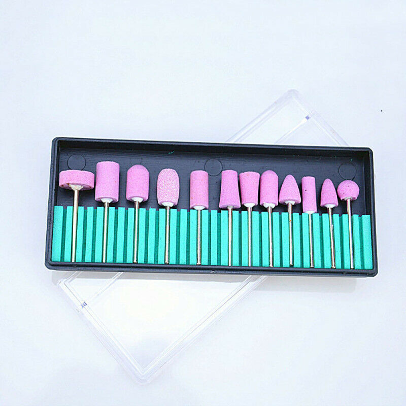 12x/Set Nail Art Manicure Tool Ceramic Drill Bits Burs Polishing Grinding  TVM