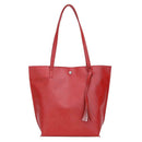 Women Shoulder Bag PU Leather Handle Bags Girls Tassel Tote Handbags(Red)