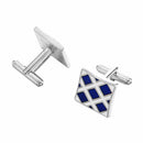 Pair of Chic Blue Rhombus Pattern Design Square Metal Cufflinks For Men I4X5