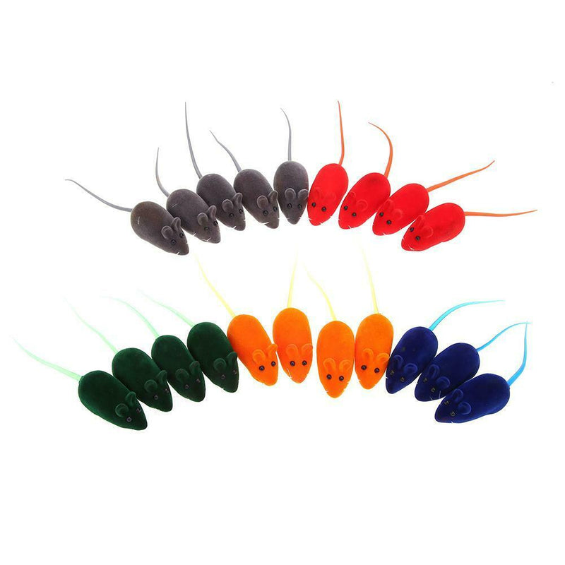 20pcs Flocking Mouse Shape Cat Toys Sound False Rat Pet Kitten Plaything