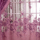 250*100cm Peony Voile Beads Living Room Window Tulle Sheer Curtain Purple