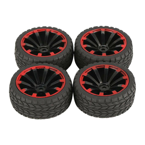 4 Pieces 64mm Rubber On Road Tyre Drift Tires Wheel Rim 12mm Hub for 1/10 HSP