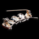 Colorful Enamel Five Birds Brooch With Crystal Rhinestones Collar Clip Dres