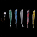 50pcs Soft Plastic Bass Fishing Lure Bait with Jig Head Worm Hooks Lure Box