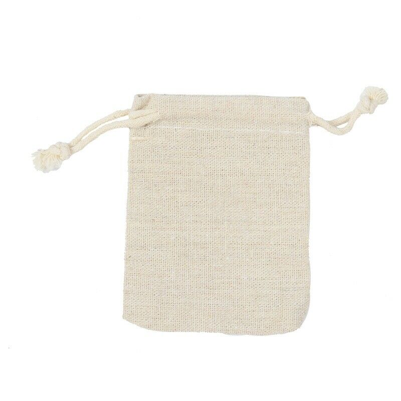 50Pcs Handmade Muslin Cotton and Linen Drawstring Packaging Gift Bags for C G1K9