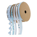 5 Pack Blue Baby Shower Cake Wrapping Ribbons for DIY Scrapbook Party Decor