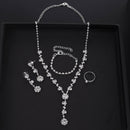 Rhinestone Crystal Necklace Earrings Bracelet Ring Wedding Bridal Jewelry Set-US