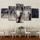 Modern 5 Panels Paintings on Canvas Wall Art Landscape Wolf