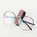 Pink Rhinestone Shining Car Sun Visor Glasses Clip Sunglass Holder Plastic  W2B6