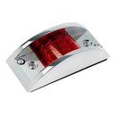 Red LED Side Marker Fender Light w/Chrome Bezel 12/24V Sealed Light Lens