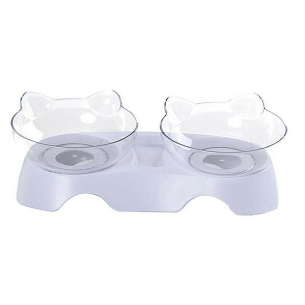Cat Ears Shaped Cat Bowl Oblique Double Bowls Drinking Cervical Vertebra Ne V6A3