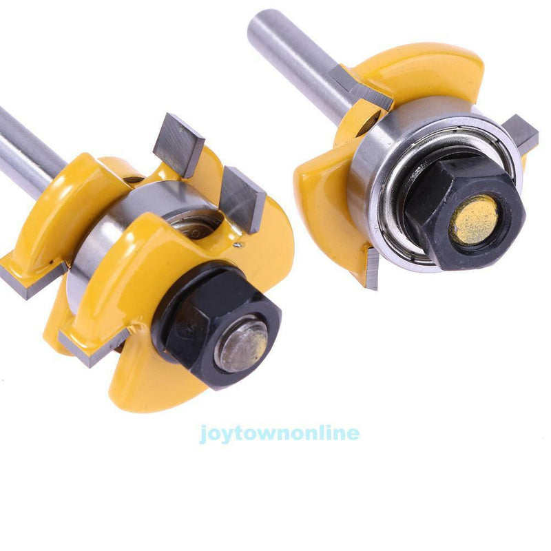 2Pcs Alloy Tongue & Groove Router Bit Set 3/4 Stock 1/4 Shank Woodworking Tools