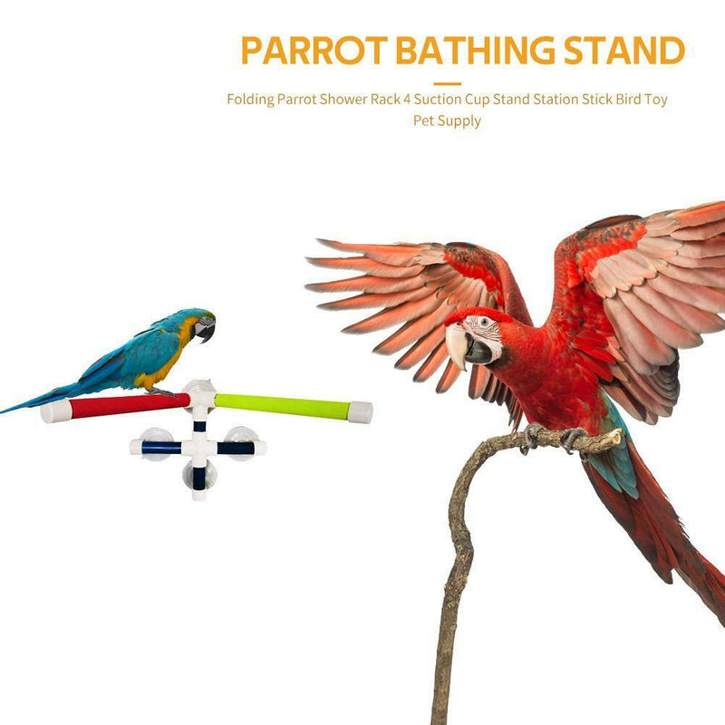 Parrot Shower Rack 4 Sucker Folding Bird Stand Platform Stick Pet Products
