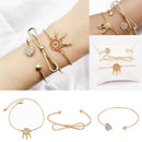 3PCS/Set Lady Heart Tie Adjustable Open Bangle Elegant Crystal Bracelets J WHY