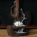 Ceramic Tathagata Buddha Lotus Backflow Incense Burner Holder Lotus Style