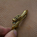 Solid Brass U Hook Key Loop Pocket Clip with Ring, Simple Style Car Keychain for