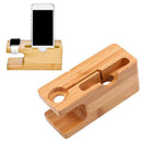 Cell Phone Charger Dock with Watch Bamboo Holder Desk Charging Stand