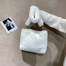 Women Plush Messenger Bag Big Capacity Fluffy Shoulder Handbags (White)