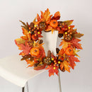 Halloween Autumn Maple Leaf Pumpkin Wreath Artificial Rattan Garland Round 22''