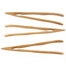 16cm Reusable Bamboo Tongs, Curved Arms, wood color - 10 Pieces - Toast Ton