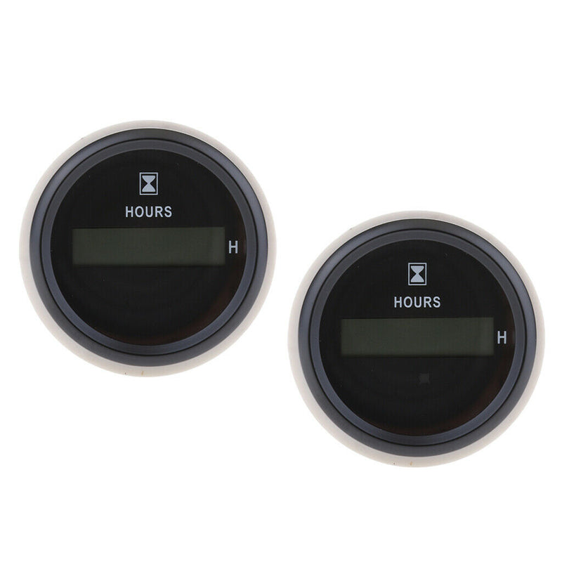 2Pcs Digital Hour Meter 52mm Round Gauge