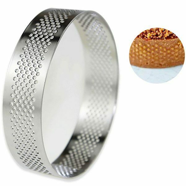 Circular Stainless Steel Porous Tart Ring Bottom Tower Pie Cake Mould Bakin L7E4