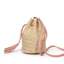 Summer Straw Bucket Bag Weave Purse Handbag Fringe Bohemian Bag Pouch pink