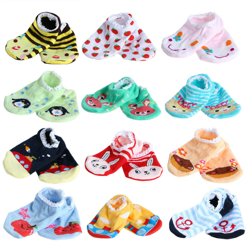 1pair Cartoon Cute Baby Kids Non Slip Socks Infant Newborn Soft Short Socks