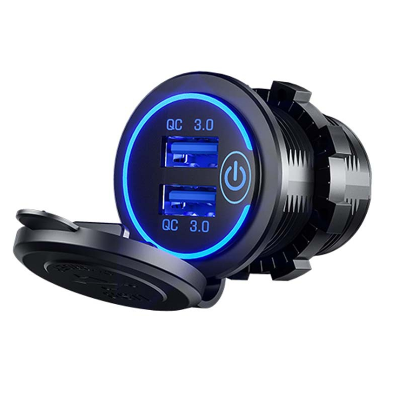12V Dual USB QC 3.0 Car Cigarette Lighter Socket Splitter Fast Charger Adapter