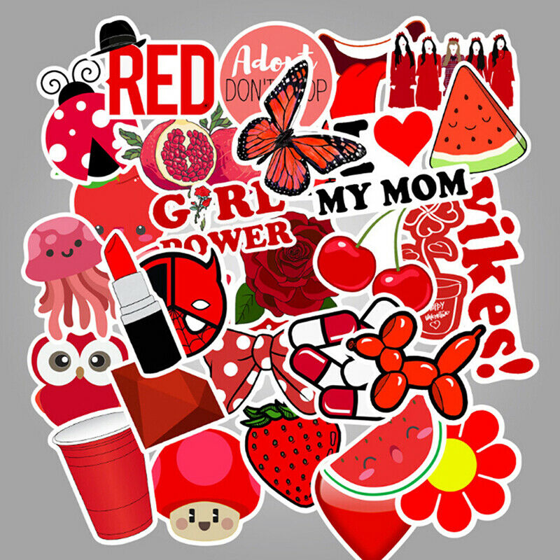 50Pcs Cartoon Red Girls Stickers DIY Suitcase Laptop Guitar Bicycle Car Deca-OZ