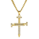 Punk Rock Crystal Cross Crucifix Pendant Necklace Women Mens Fashion Jewelry
