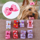 10Pcs Dog Cat Pet Mini Rhinestone Ribbon Hair Bows Rubber Bands Puppy Grooming