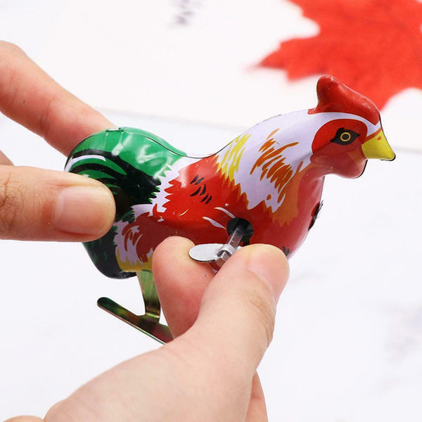 Retro Classic Nostalgia Tin Jumping Rooster Clockwork Wind Up Toys Gift