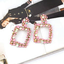 Statement Earrings For Women Large Square Crystal Big Earrings Rhinestone D