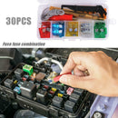 30pcs Car Standard Fuse Assortment Auto Blade Fuses with Test Pen+Clip+Box