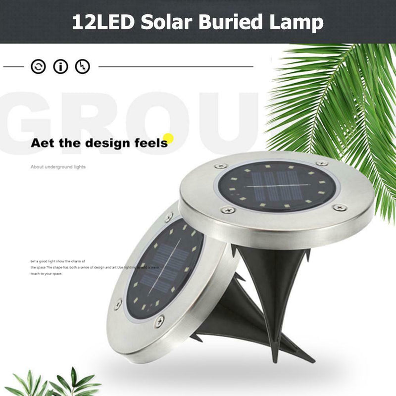 12 LED Solar Buried Light Waterproof Outdoor Lawn Ground Lamp (Warm White)